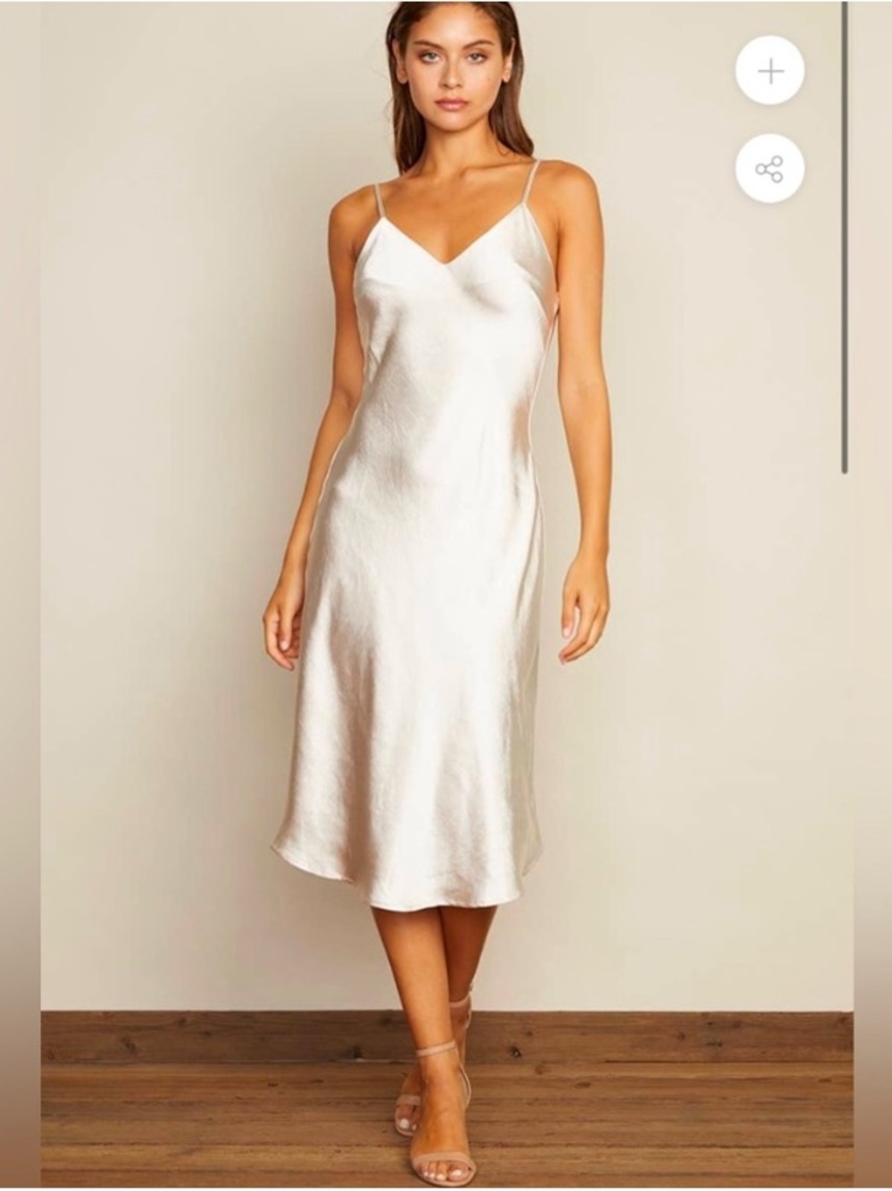 Dress Forum Satin Slip Midi Dress in Ivory